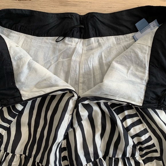Lil 100% Silk Black And White Lined Striped Zebra Print Midi Skirt - Picture 4 of 11
